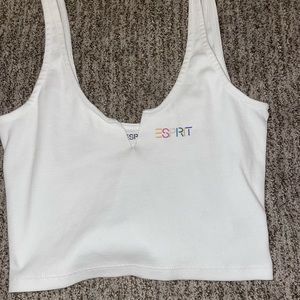 pacsun white cropped tank top with ESPRIT logo
